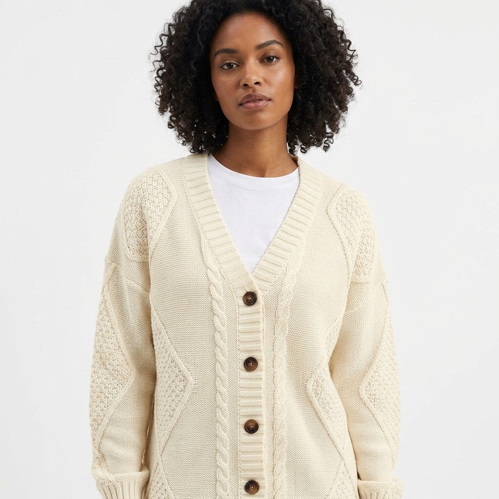 Harriet Wilson | Pink Cable-Knit Button Cardigan