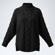 Hazel Chamberlain | Cable Knit Oversized Turtleneck Sweater