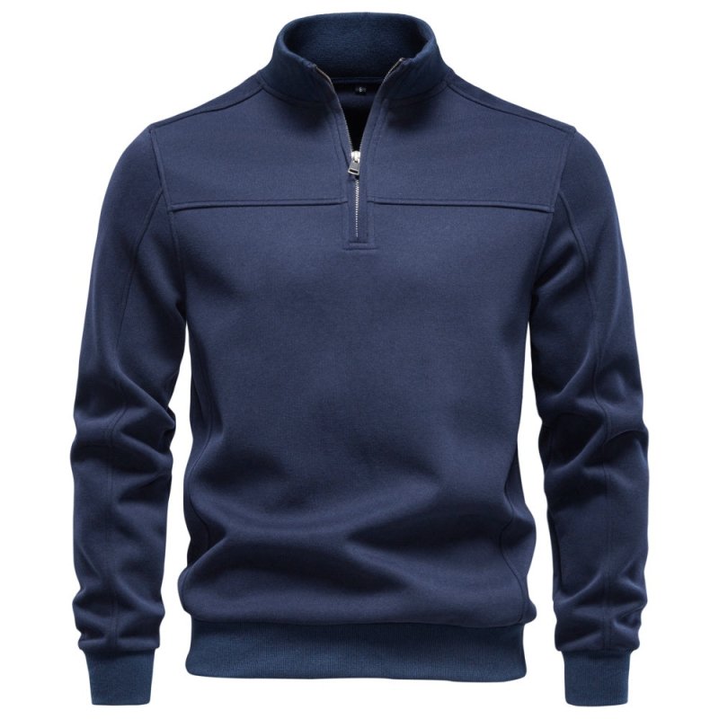 Miles Sinclair | Pull mélangé en coton à col zippé quart de zip