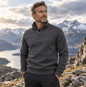 Miles Sinclair | Pull mélangé en coton à col zippé quart de zip