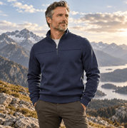 Miles Sinclair | Pull mélangé en coton à col zippé quart de zip