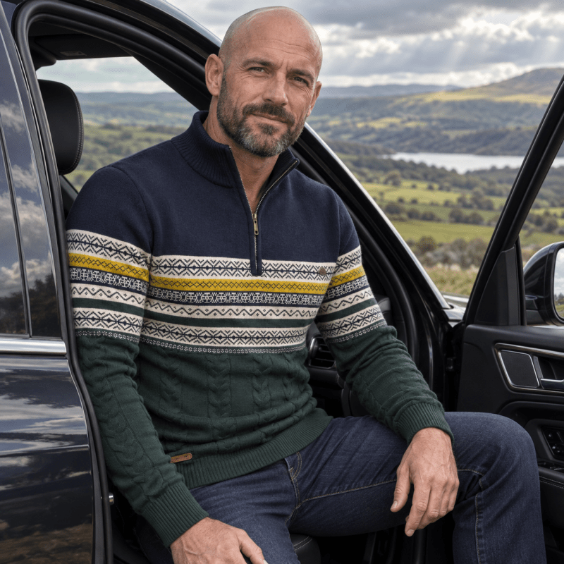 Winter Frost | Navy Fair Isle Christmas Sweater For Men