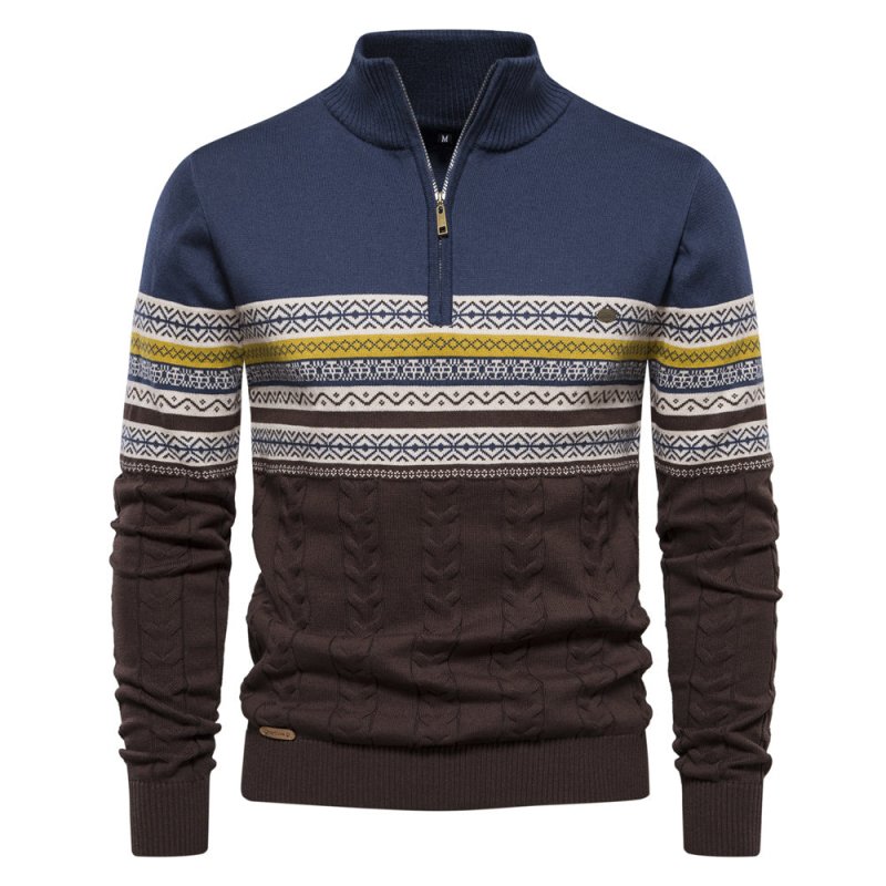 Pull de Noël Winter Frost bleu marine à motif jacquard Fair Isle pour homme