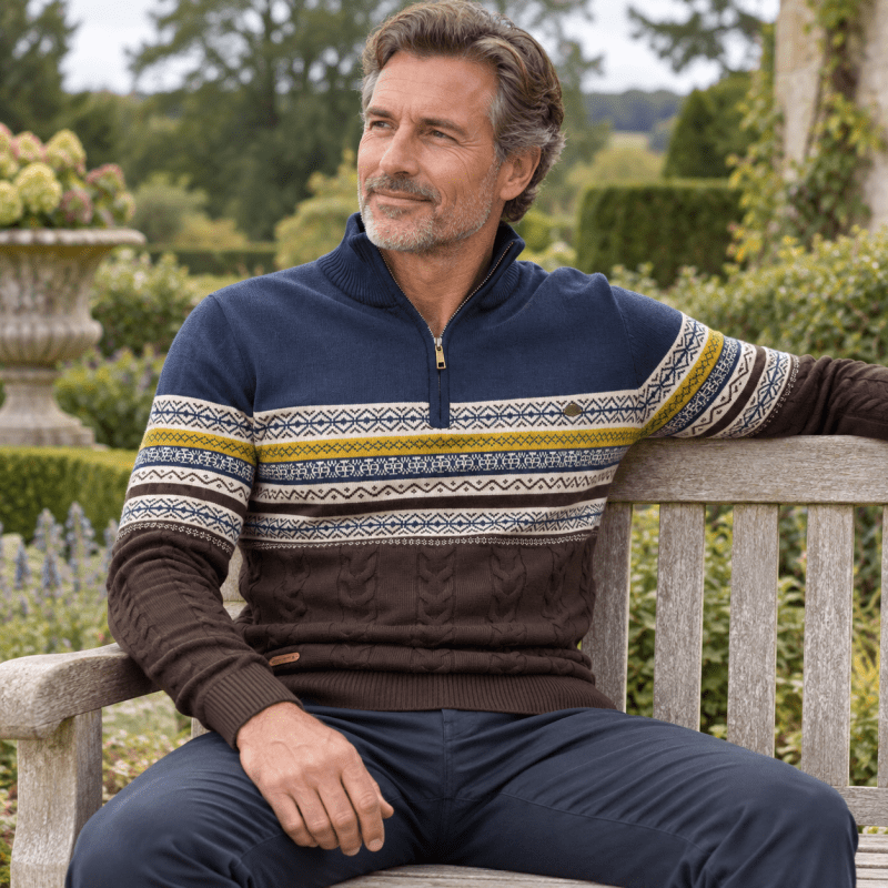Winter Frost | Navy Fair Isle Christmas Sweater For Men