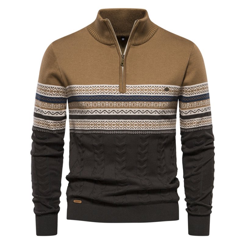 Pull de Noël Winter Frost bleu marine à motif jacquard Fair Isle pour homme
