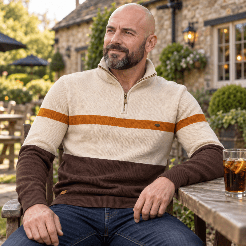 Rhys Fenwick | Colour-Block Quarter-Zip Sweater