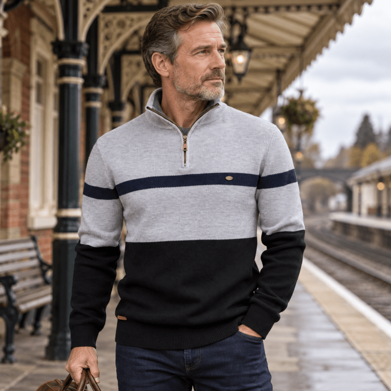 Rhys Fenwick | Colour-Block Quarter-Zip Sweater