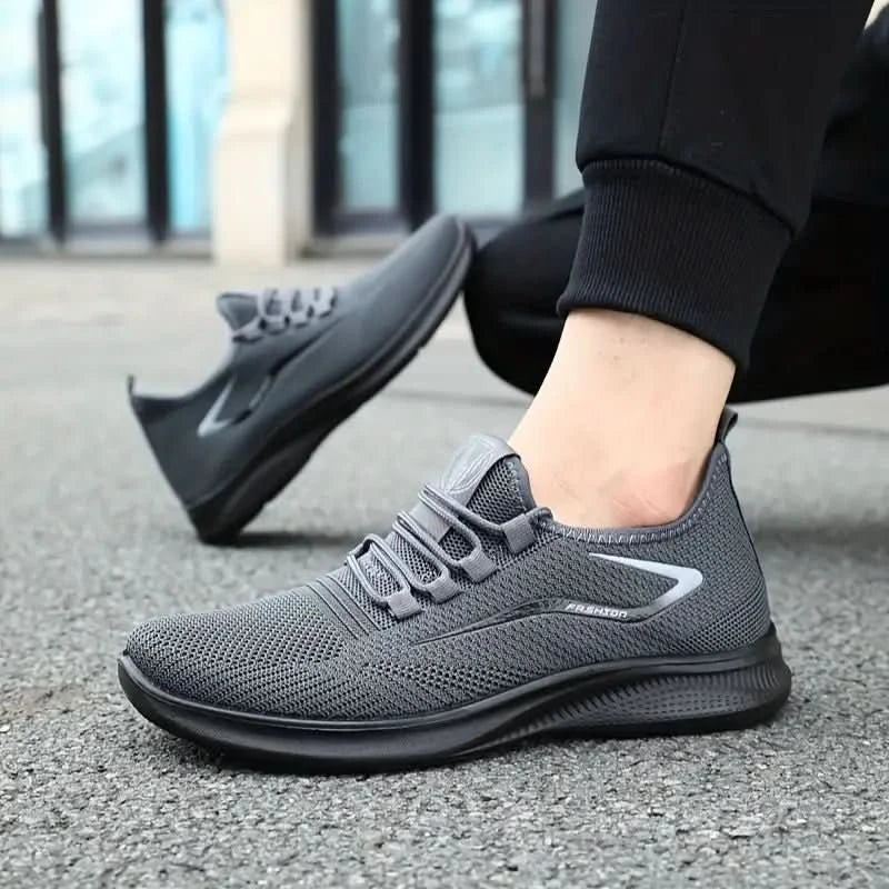 Ellis Thackeray | Grey Mesh Lace-Up Trainers