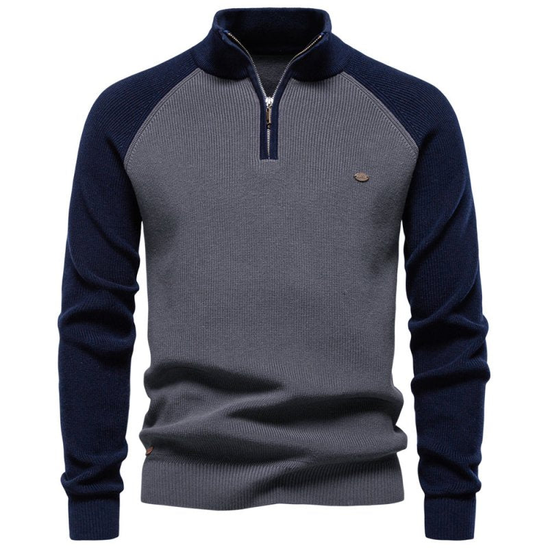 Percy Wainwright | Two-Tone Quarter-Zip Sweater For Men