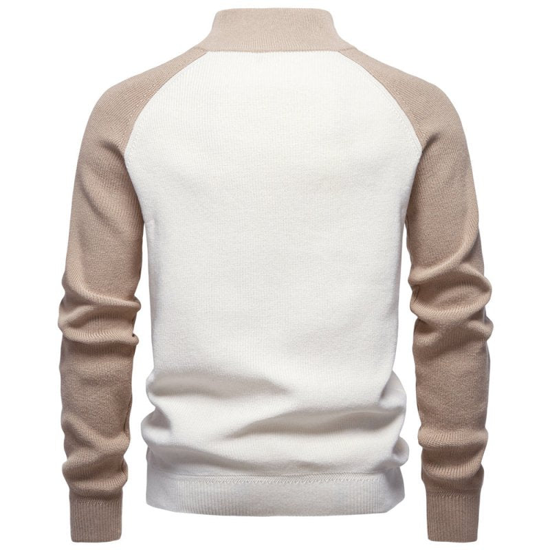 Percy Wainwright | Two-Tone Quarter-Zip Sweater For Men
