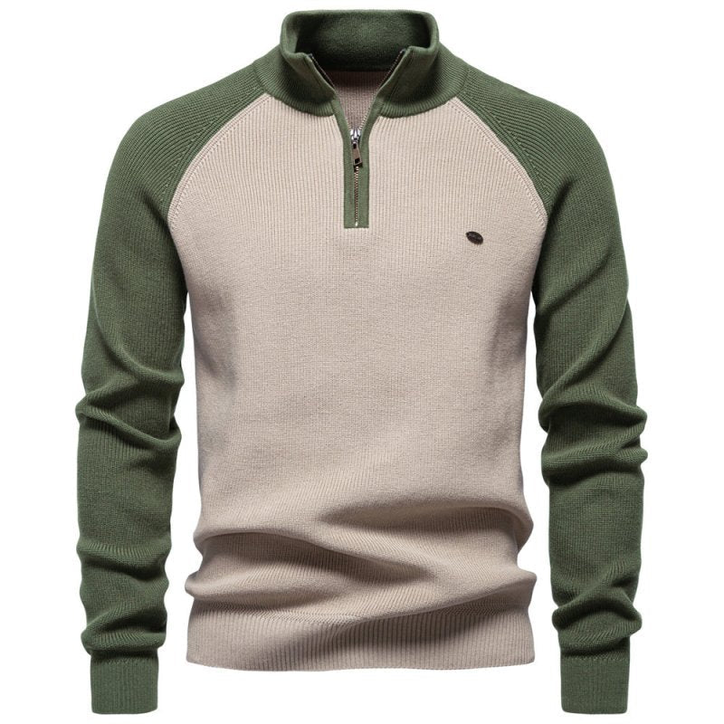 Percy Wainwright | Two-Tone Quarter-Zip Sweater For Men
