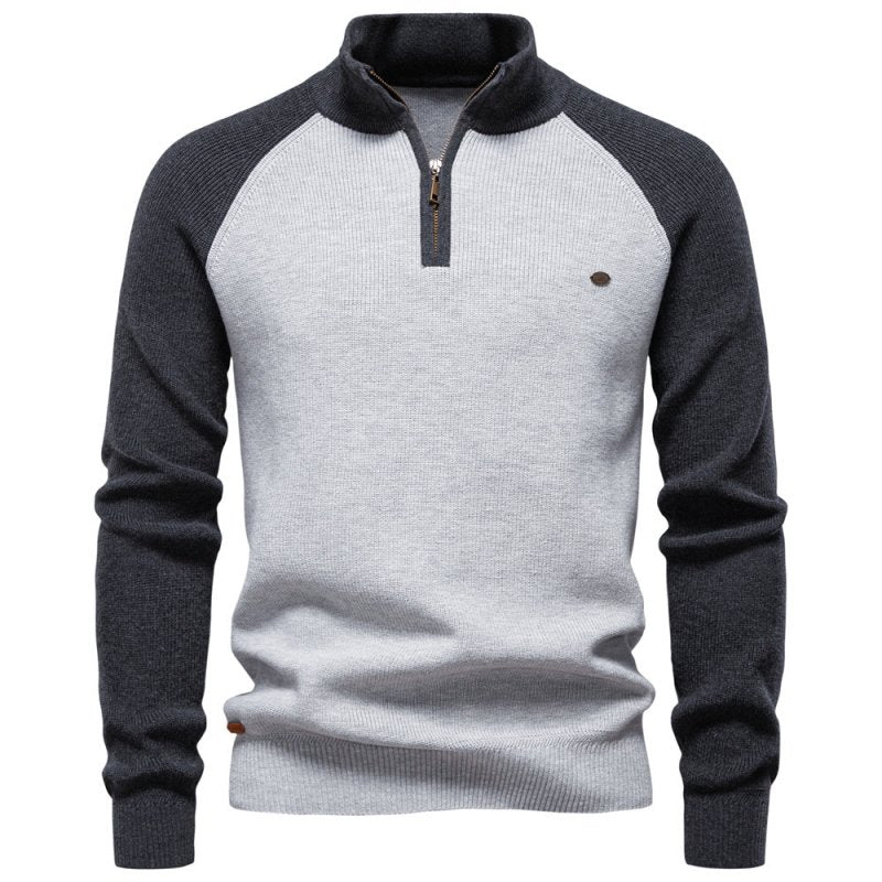 Percy Wainwright | Two-Tone Quarter-Zip Sweater For Men