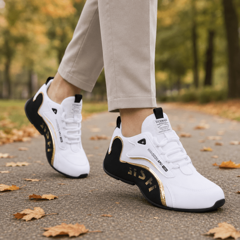 Jasper Coleman | White & Gold Performance Trainers For Men