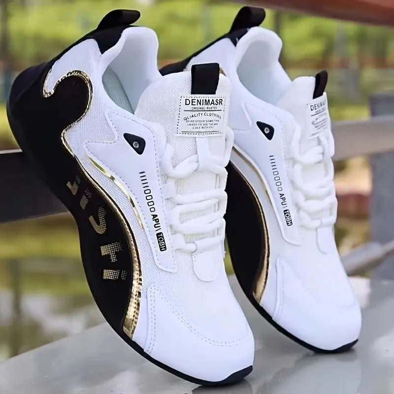 Jasper Coleman | White & Gold Performance Trainers For Men