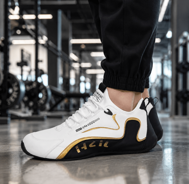 Jasper Coleman | White & Gold Performance Trainers For Men