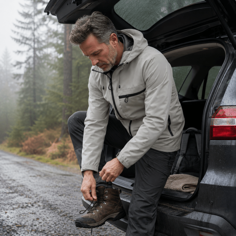 Hugo White | Waterproof Hooded Utility Jacket