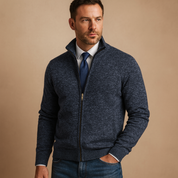 Emilio Castelverde | Beige Full-Zip Knit Cardigan for Men