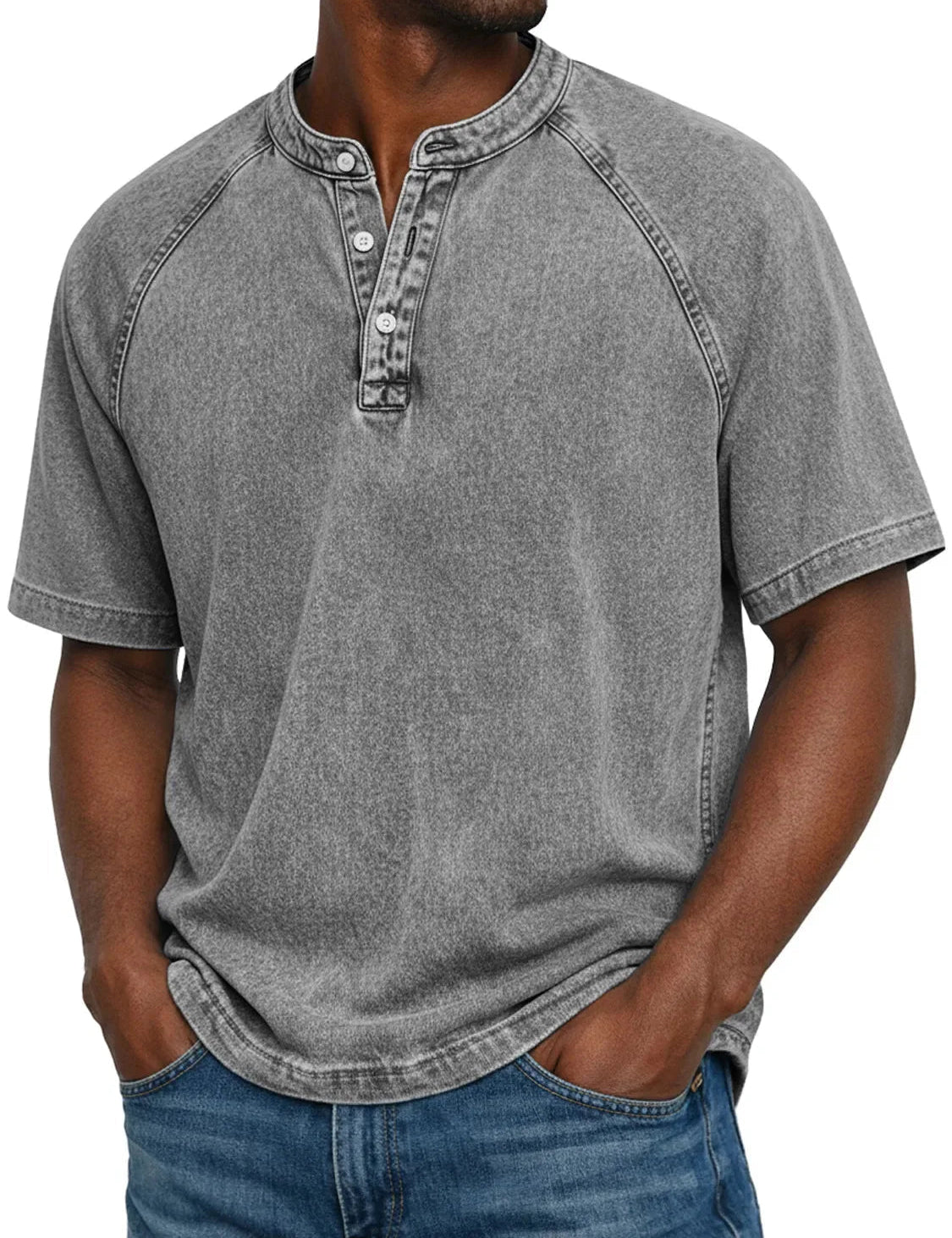 Ethan Moreau | Vintage Henley T-Shirt For Men