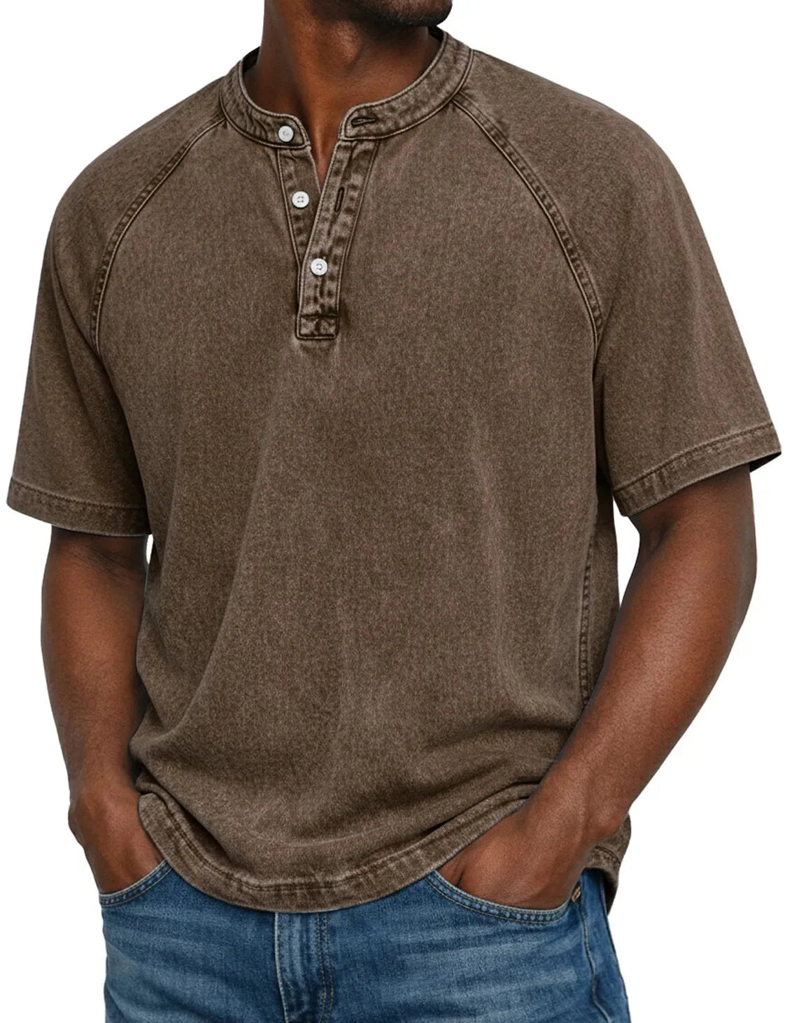 Ethan Moreau | Vintage Henley T-Shirt For Men