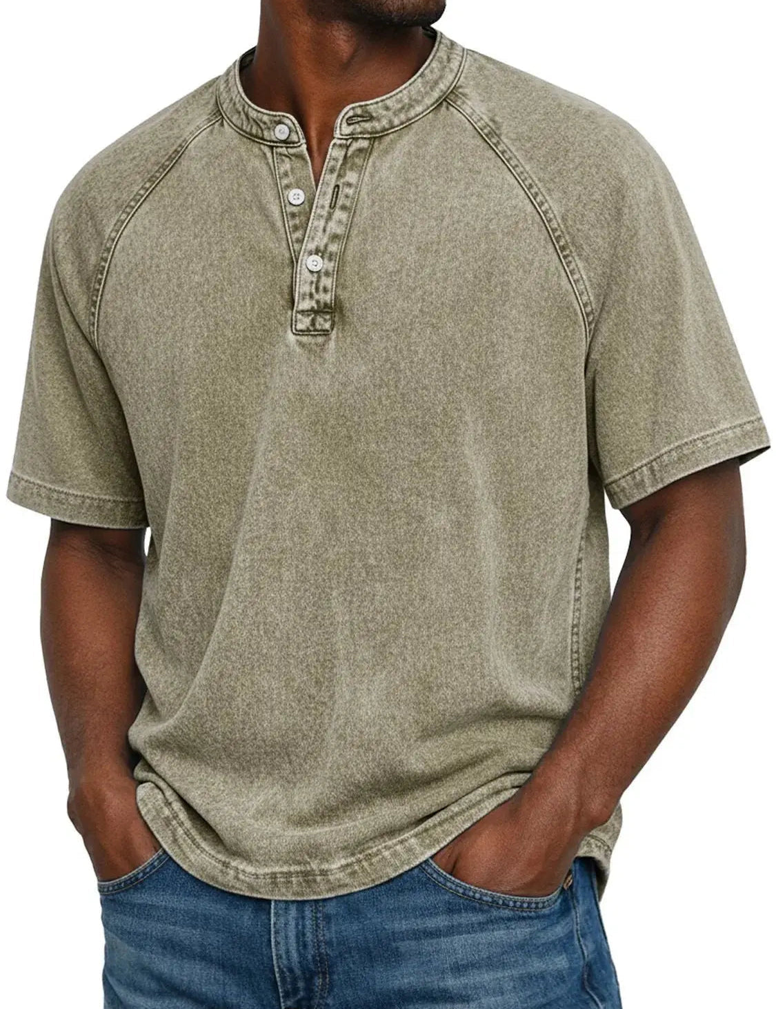 Ethan Moreau | Vintage Henley T-Shirt For Men
