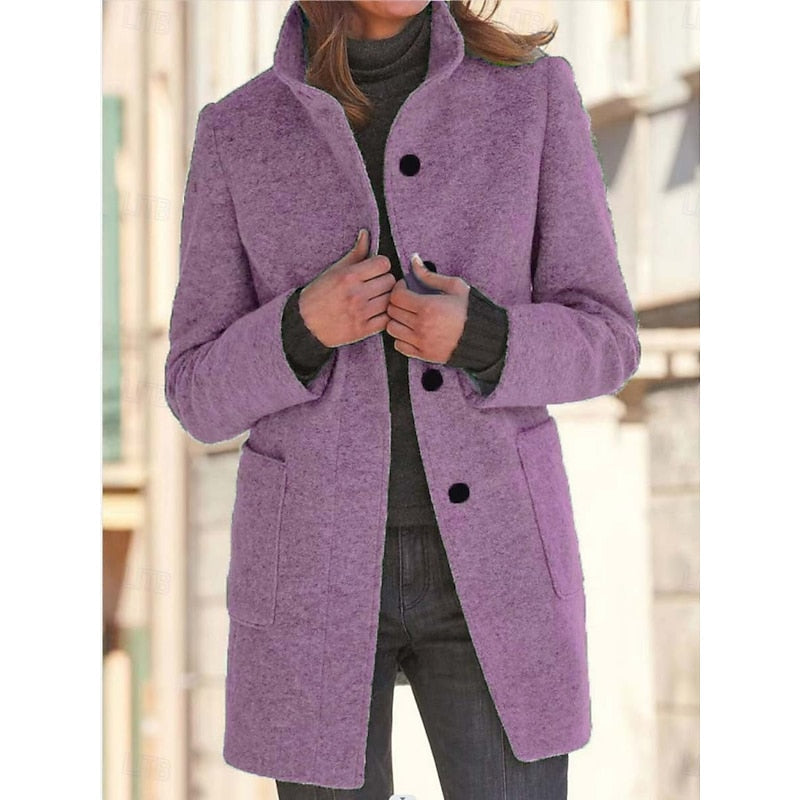 Isla Baker | Manteau en laine raffiné à col officier