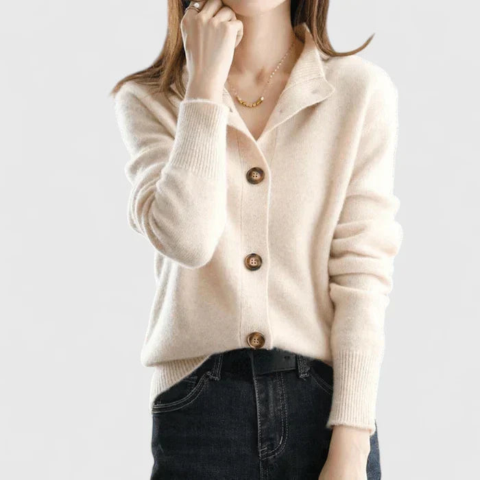 Vivienne Latimer | Refined Collared Cardigan in Soft Knit