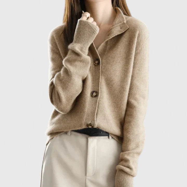 Vivienne Latimer | Refined Collared Cardigan in Soft Knit