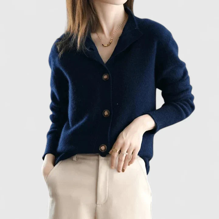 Vivienne Latimer | Refined Collared Cardigan in Soft Knit