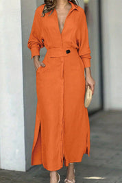 Vivienne Calderon | Linen Shirt Maxi Dress in Natural Beige