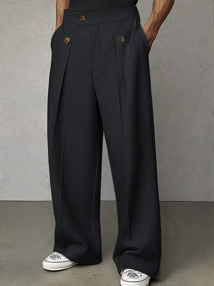 George Hill | Wide-Leg Pleated Trousers in Camel