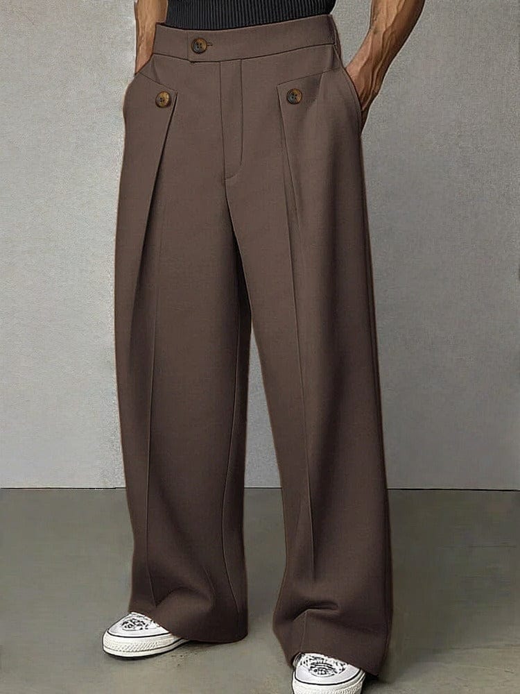 George Hill | Wide-Leg Pleated Trousers in Camel