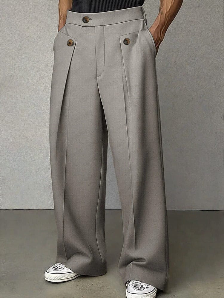 George Hill | Wide-Leg Pleated Trousers in Camel