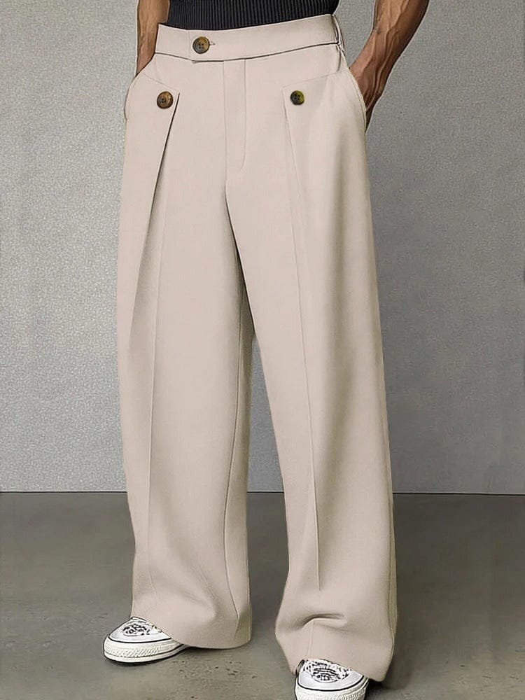 George Hill | Wide-Leg Pleated Trousers in Camel