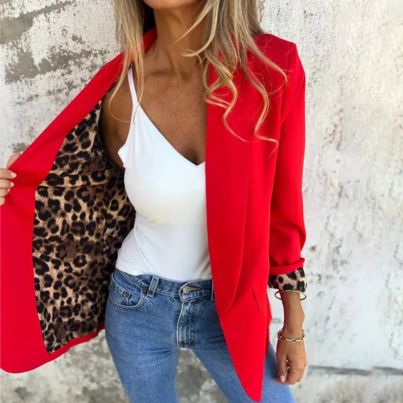 Cecily Edwards | Structured Blazer with Leopard-Print Lining