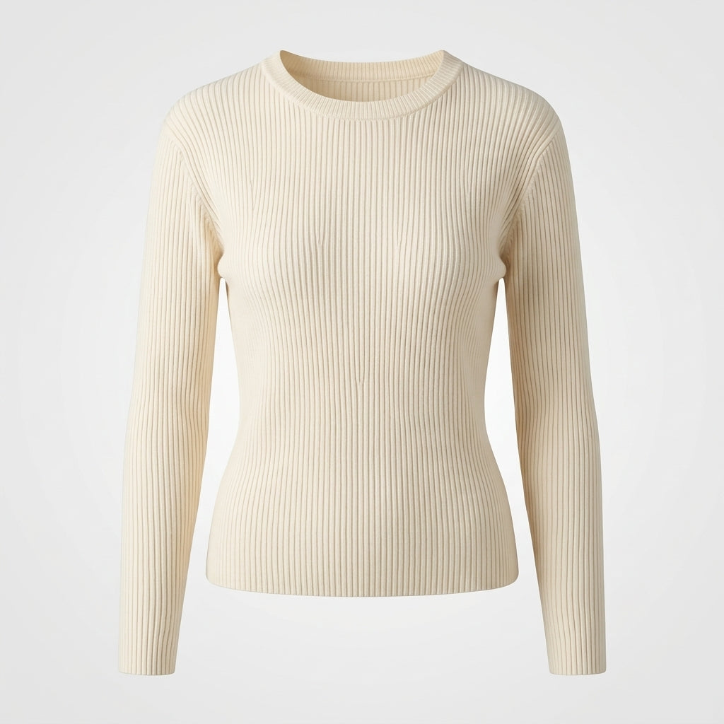 Imogen Clarke | Ribbed Knit Button-Cuff Sweater