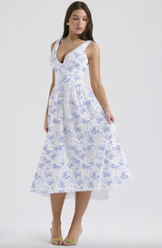 Lydia Campbell | Floral Midi Dress with Plunging V-Neck