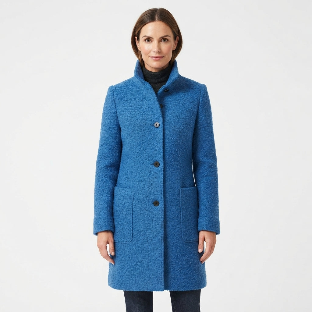 Isla Baker | Manteau en laine raffiné à col officier