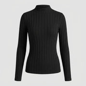 Isla Bennett | Ribbed Mock Neck Long Sleeve Knit Top