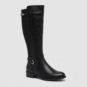 Genevieve Sutcliffe | Knee-High Riding Style Boots in Black Faux Leather
