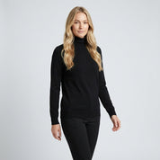 Isla Thompson | Fleece-Lined Turtleneck Long Sleeve Top - Black