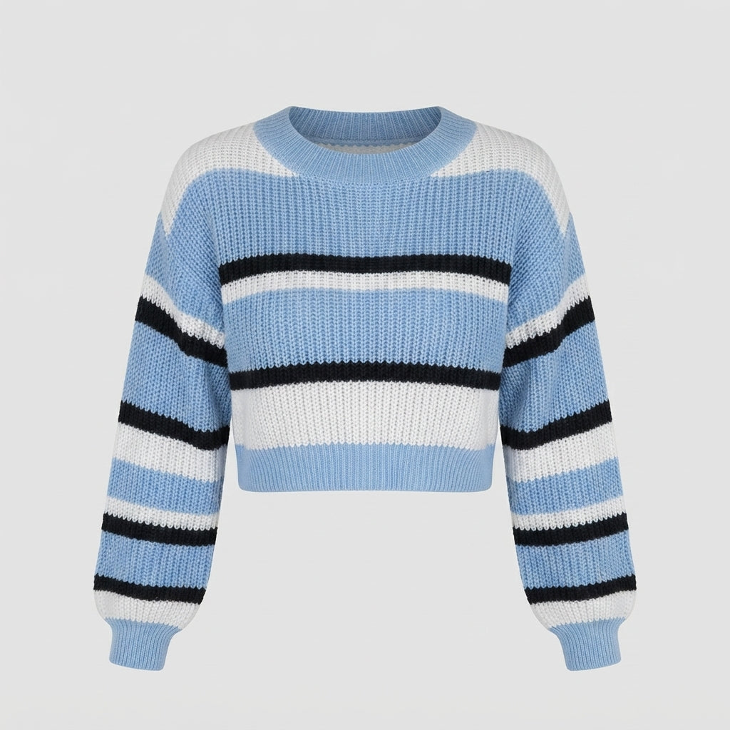 Isobel Brown | Colourblock Striped Crop Sweater