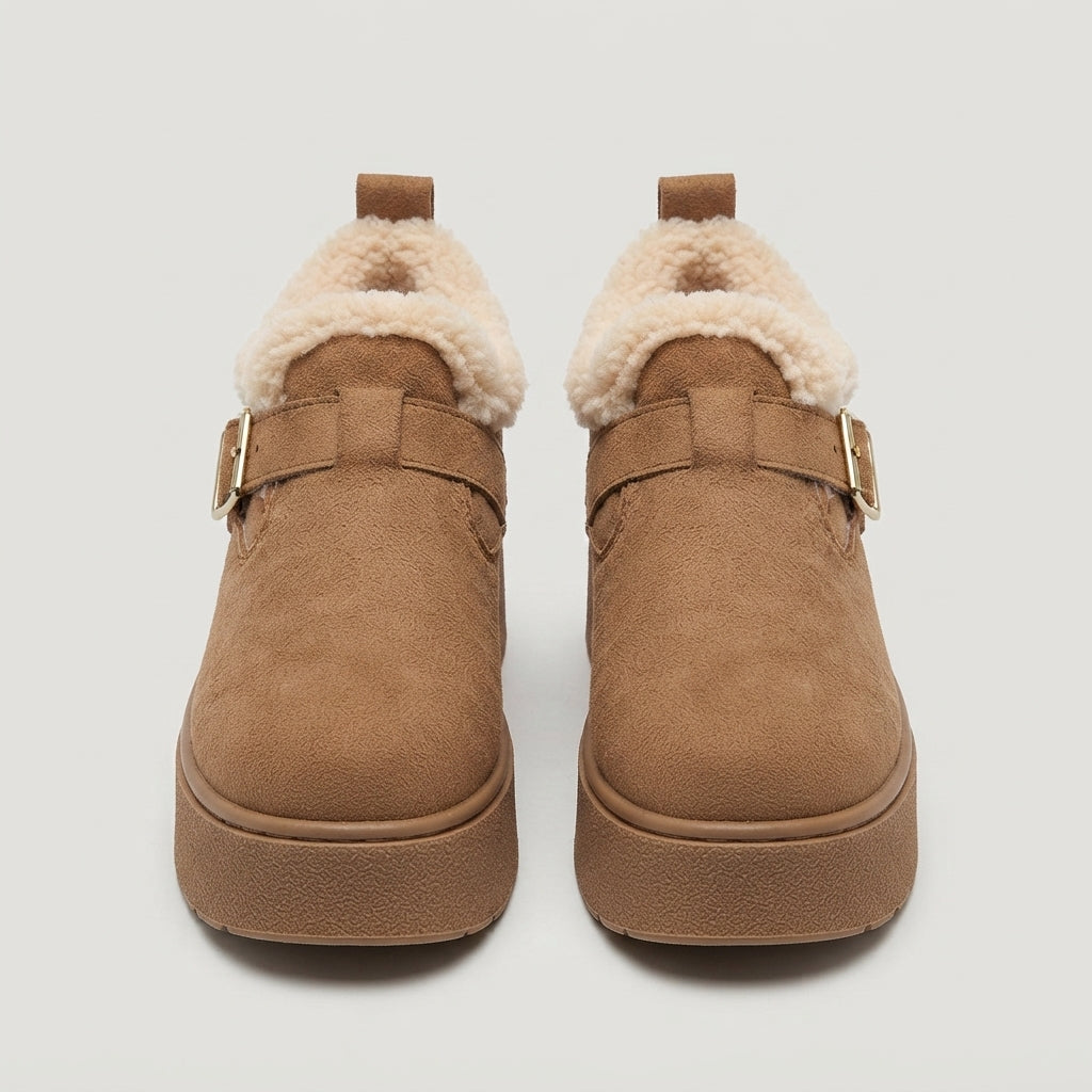 Isobel Marchmont | Sherpa-Lined Tan Platform Snow Boots