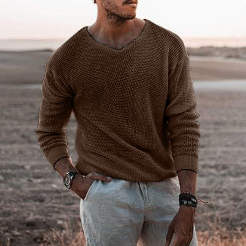 Henry Blackwell | Cream Waffle Knit Sweater for Men