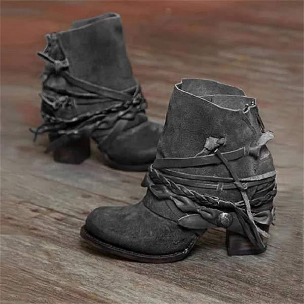 Kendra Knox | Faux Leather Western Style Ankle Boots