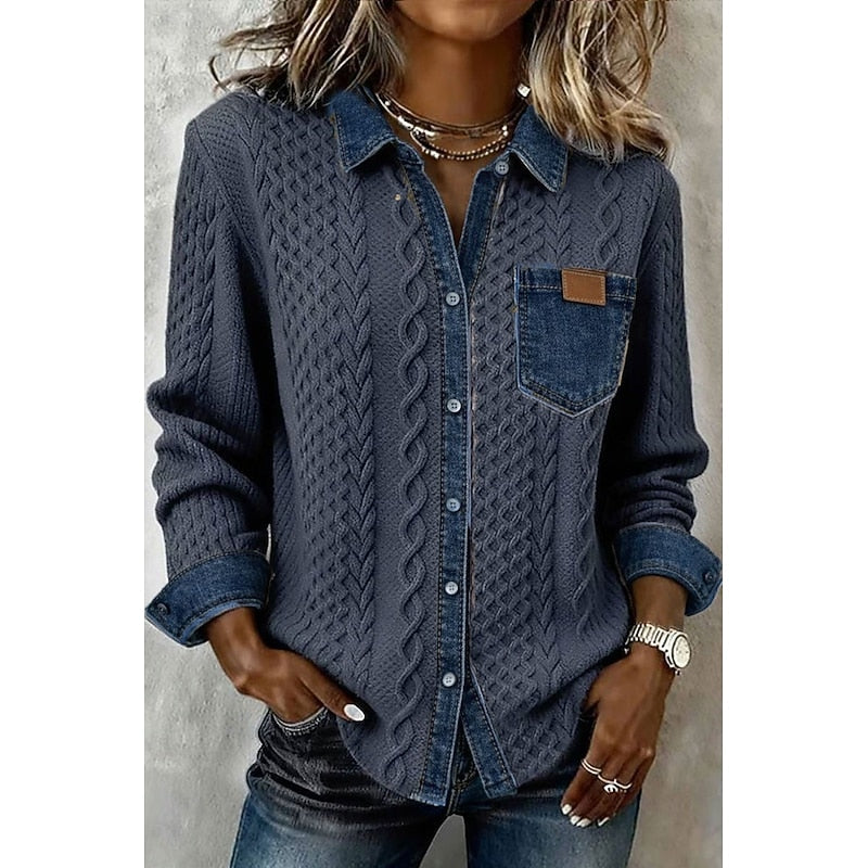 Eliza Kingsley | Textured Contrast Knit Shirt