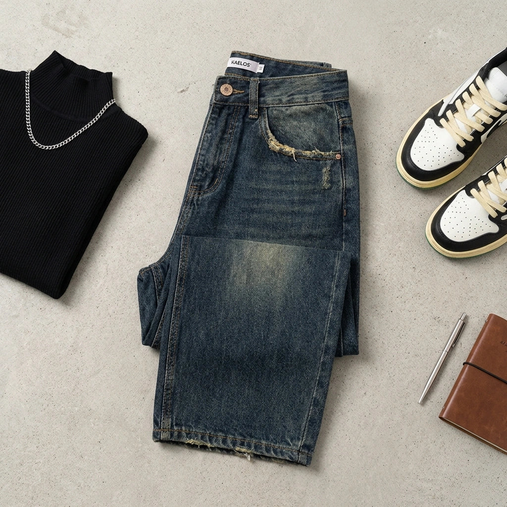 Camille Vosselair | High-Rise Wide-Leg Vintage Wash Jeans