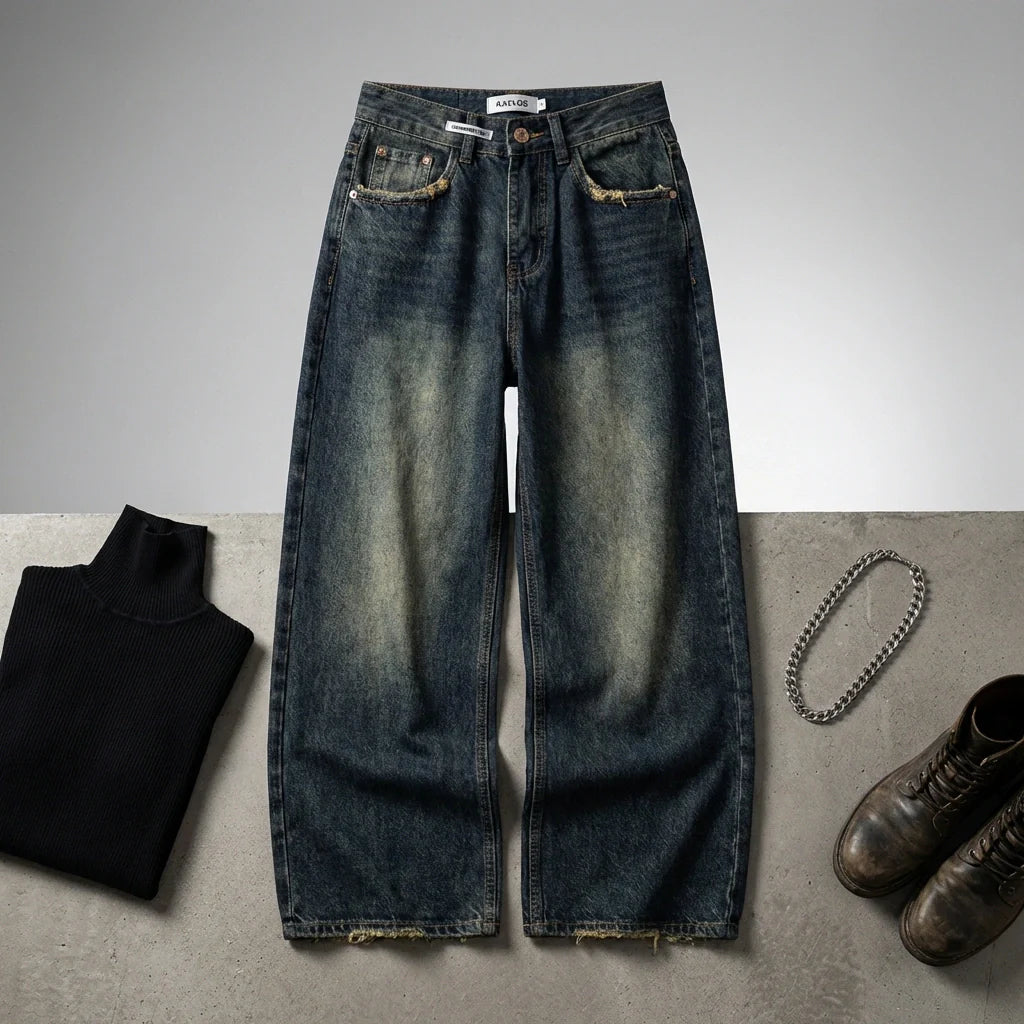 Camille Vosselair | High-Rise Wide-Leg Vintage Wash Jeans