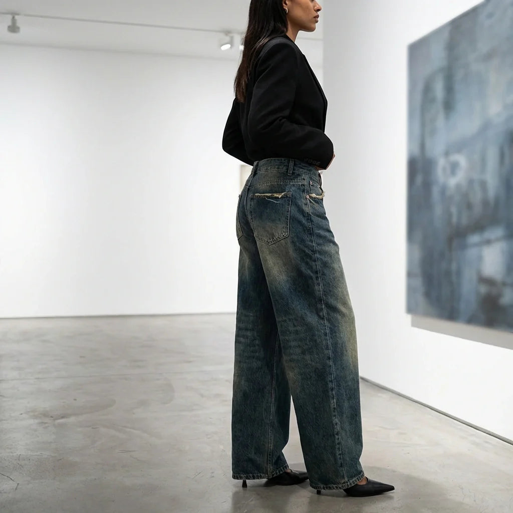Camille Vosselair | High-Rise Wide-Leg Vintage Wash Jeans