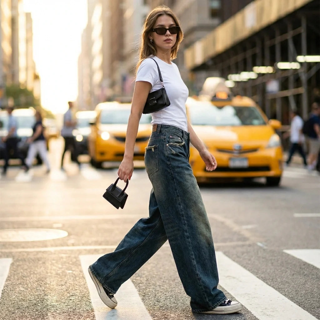 Camille Vosselair | High-Rise Wide-Leg Vintage Wash Jeans