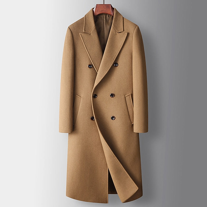 Amelia Shaw | Manteau long en laine croisé camel